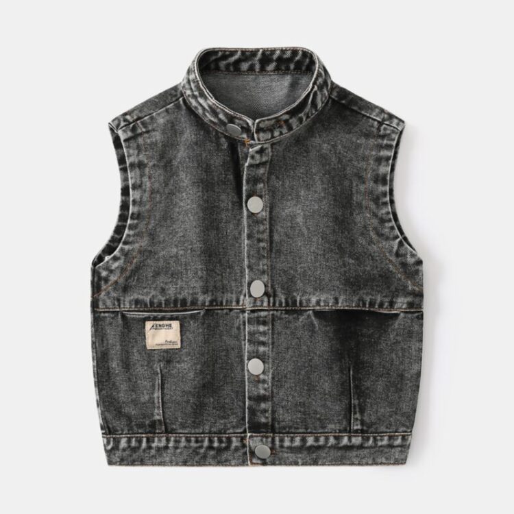 Wholesale 18M-6Y Toddler Boys Denim Vest Stand Collar C