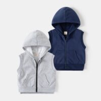 Wholesale 18M-6Y Toddler Boys Sleeveless Zipper Hooded
