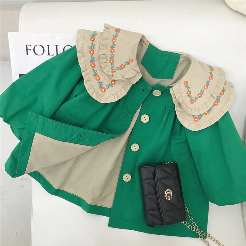 Wholesale 18M-6Y Toddler Girls Double Collar Floral Emb