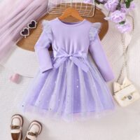 Wholesale 18M-6Y Toddler Girls Long Sleeve Star Mesh Dr