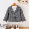 Wholesale 18M-6Y Toddler Girls Plaid Mid-Length Lapel W