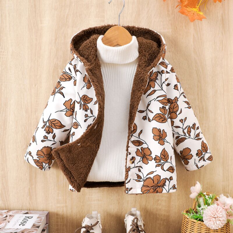 Wholesale 18M-6Y Toddler Girls Plush Hooded Printed Sin