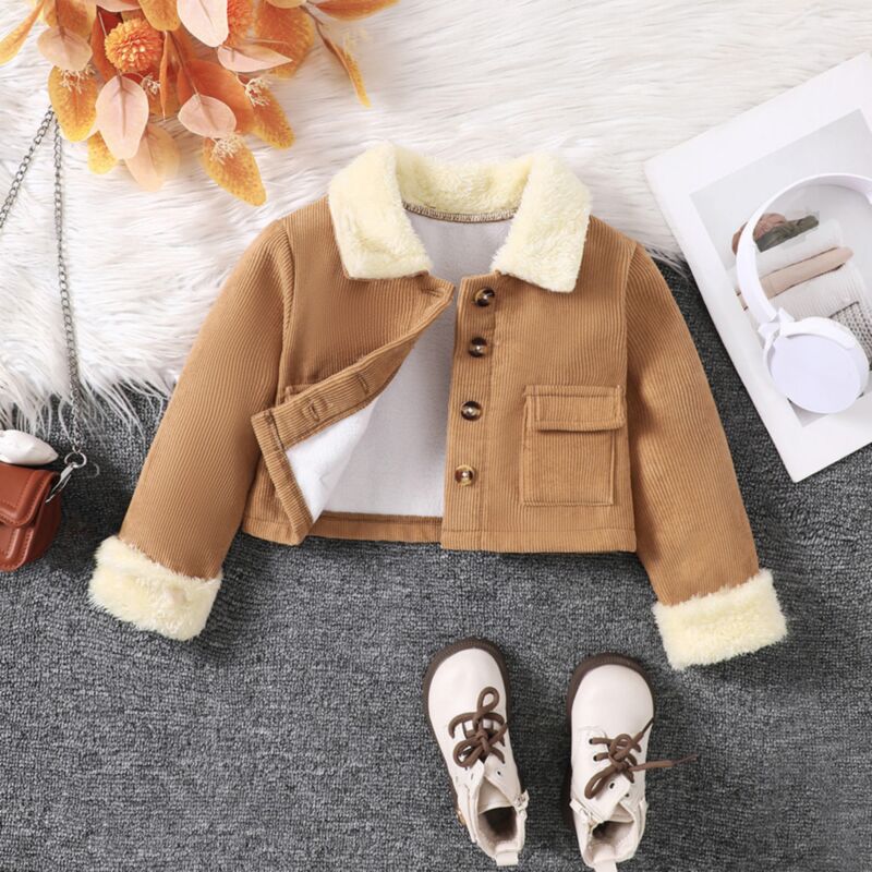 Wholesale 18M-6Y Toddler Girls Solid Color Plush Lapel