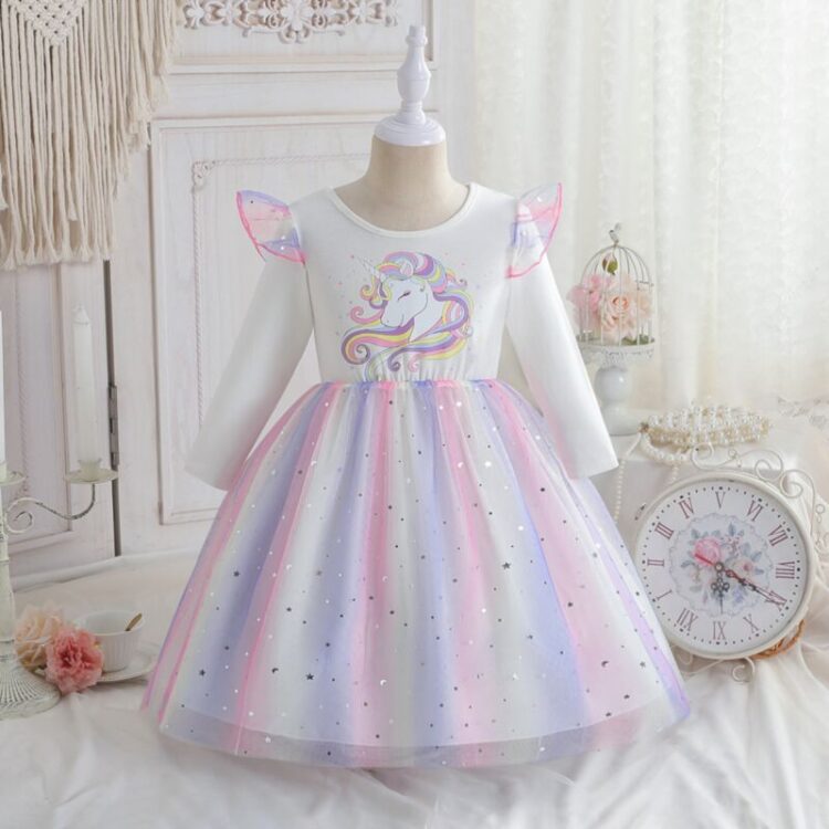 Wholesale 18M-7Y Toddler Girls Unicorn Birthday Rainbow