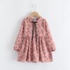 Wholesale 18M-8Y Kids Girls Floral Long Sleeve Bow Dres