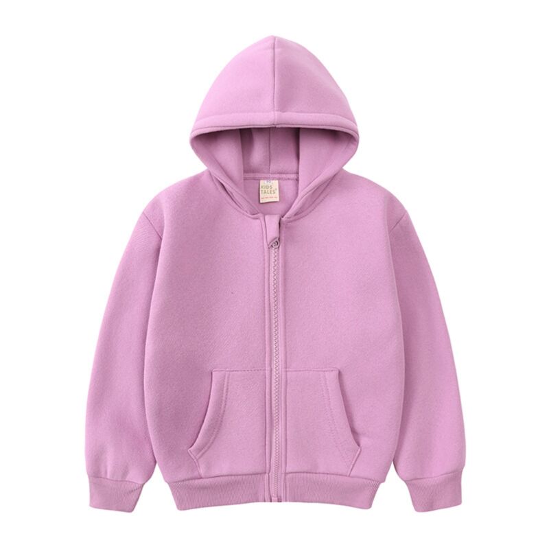 Wholesale 18M-8Y Kids Solid Color Zipper Hooded Sweatsh