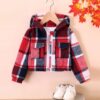 Wholesale 2-6Y Toddler Girls Check Hooded Zip-Up Jacket