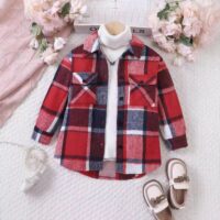 Wholesale 2-6Y Toddler Girls Check Lapel Single Breaste