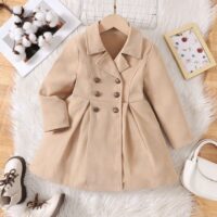 Wholesale 2-6Y Toddler Girls Solid Color Lapel Long Sle