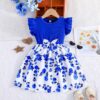 Wholesale 2-7Y Flower Print Stitching Ribbed Sleeveless