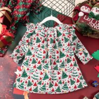 Wholesale 2-7Y Toddler Girls Fly Sleeve Round Neck Chri