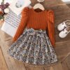 Wholesale 2-7Y Toddler Girls Long Sleeve Dress Knit Dre