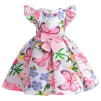 Wholesale 2-8Y Kids Girls Butterfly Print Fly Sleeve Bo