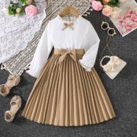 Wholesale 2-8Y Kids Girls Stitching Pleated Dresse Kids
