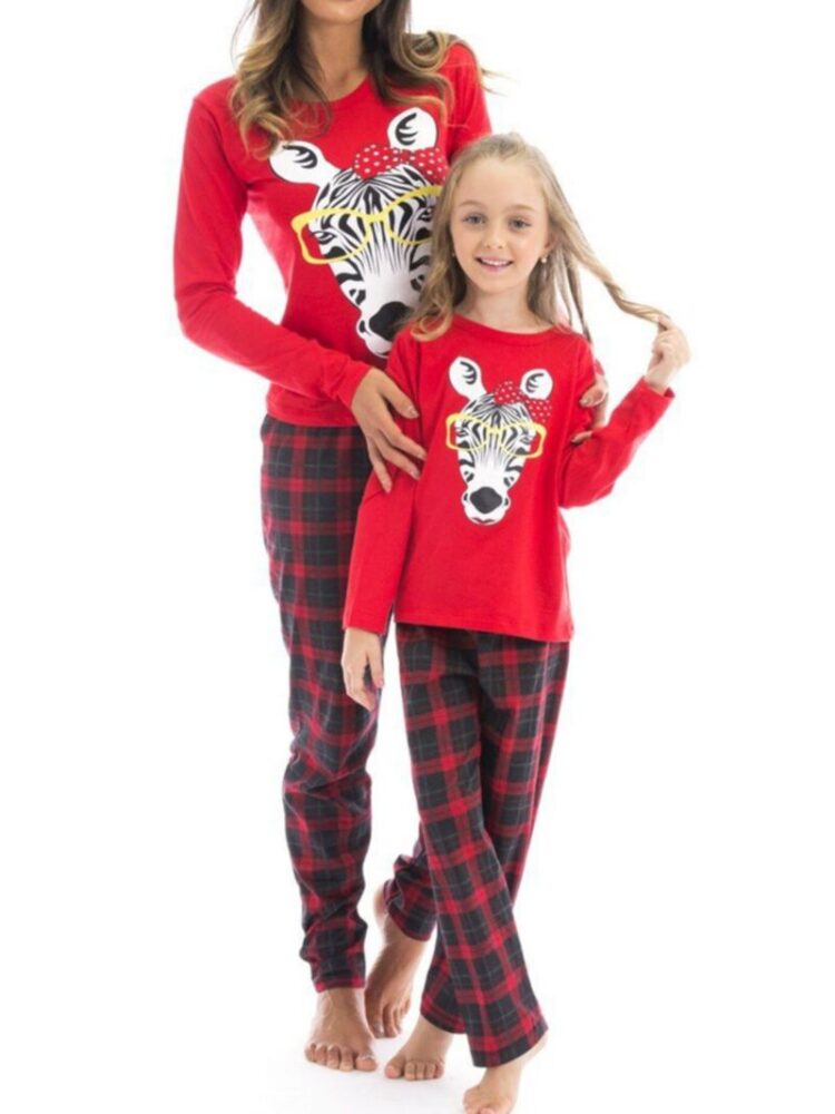 Wholesale 2 Pieces Christmas Pajama Set Zebra Top Match