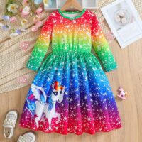 Wholesale 3-10Y Kids Girls Rainbow Gradient Star Unicor