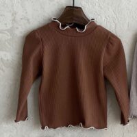 Wholesale 3-18M Baby Girl Long-Sleeved Solid Color Wood