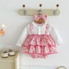 Wholesale 3-18M Baby Girls Floral Ruffle Trim Long Slee