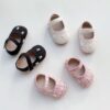 Wholesale 3-18M Baby Girls Pearl Rabbit Velcro Shoes Wh