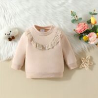Wholesale 3-18M Baby Solid Color Lace Sports Sweatshirt