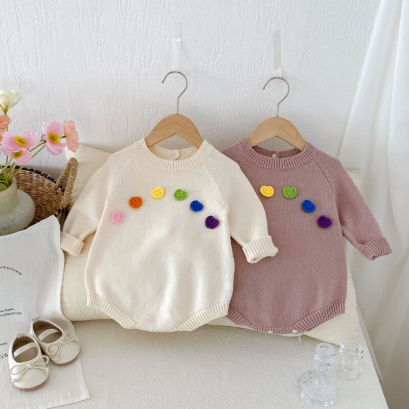 Wholesale 3-24M Baby Colorful Flower Sweater Knit Solid