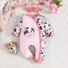 Wholesale 3-24M Baby Cow Print Long-Sleeved Jumpsuit Wh