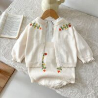 Wholesale 3-24M Baby Floral Embroidery Knitted Sweater