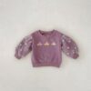 Wholesale 3-24M Baby Floral Mesh Long-Sleeved Fleece Pu