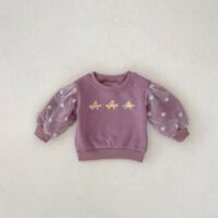 Wholesale 3-24M Baby Floral Mesh Long-Sleeved Fleece Pu