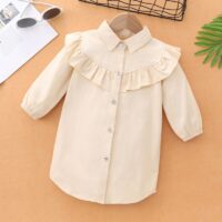 Wholesale 3-24M Baby Girls Apricot Ruffled Lapel Shirts