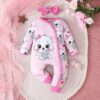 Wholesale 3-24M Baby Girls Cute Cat Jumpsuit & Headband