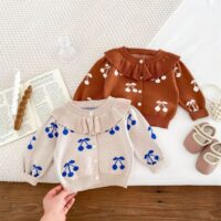 Wholesale 3-24M Baby Girls Knitted Cardigan Cherry Prin