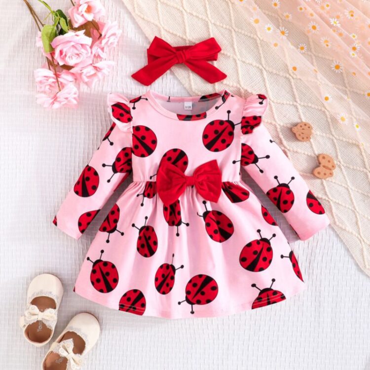 Wholesale 3-24M Baby Girls Ladybird Cartoon Print Long
