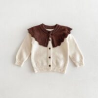 Wholesale 3-24M Baby Girls Retro Large Lapel Sweater Kn