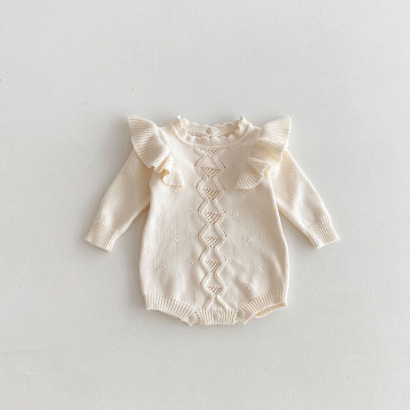Wholesale 3-24M Baby Knit Fly Sleeve Solid Color Pullov