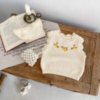 Wholesale 3-24M Baby Knit Sleeveless Vest Floral Embroi