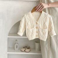 Wholesale 3-24M Baby Knitted Sweater Thick Knit V-Neck