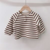 Wholesale 3-24M Baby Long Sleeve Waffle & Striped Round