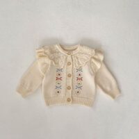 Wholesale 3-24M Baby Ruffle Collar Embroidered Knitted