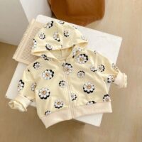 Wholesale 3-24M Baby Smiley Daisy Print Hooded Sweatshi
