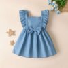 Wholesale 3-24M Baby Solid Color Bow Lace Sleeveless Dr