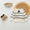 Wholesale 3-24M Baby Sweater Lapel Striped Pullover Kni