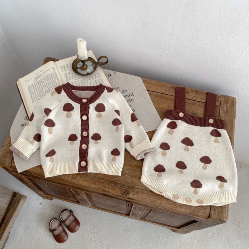 Wholesale 3-24M Baby Sweater Set Mushroom Jacquard Knit