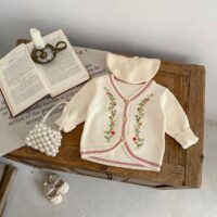 Wholesale 3-24M Baby V-Neck Embroidered Sweater Knit Ca