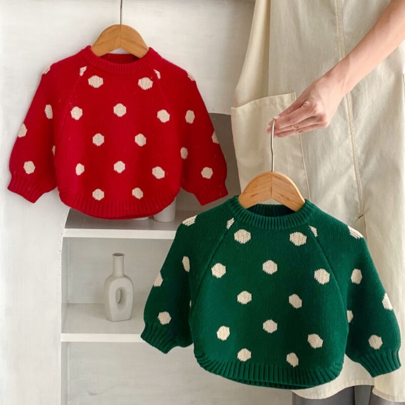 Wholesale 3-24M Christmas Infant Dots Printed Knitted S