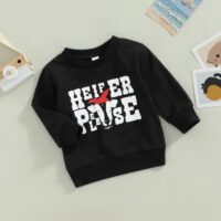 Wholesale 3-24M Letter Print Black Long Sleeve Pullover