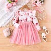 Wholesale 3-7Y Toddler Girls Rose Printed Long Sleeve R