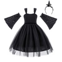 Wholesale 3-8Y Halloween Halter Mesh Gown Dress With Sl