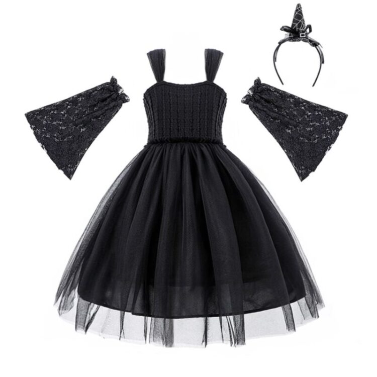 Wholesale 3-8Y Halloween Halter Mesh Gown Dress With Sl