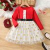 Wholesale 3-8Y Kids Girls Christmas Round Neck Long Sle